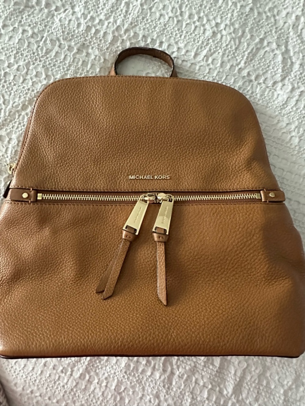 Michael Kors Pebbled Leather Small Backpack – Luggage Brown